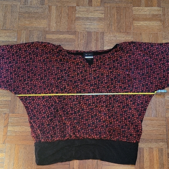 AB Studio Red and Black Boxy 3/4 Sleeve Blouse SIZE XL - Picture 8 of 11